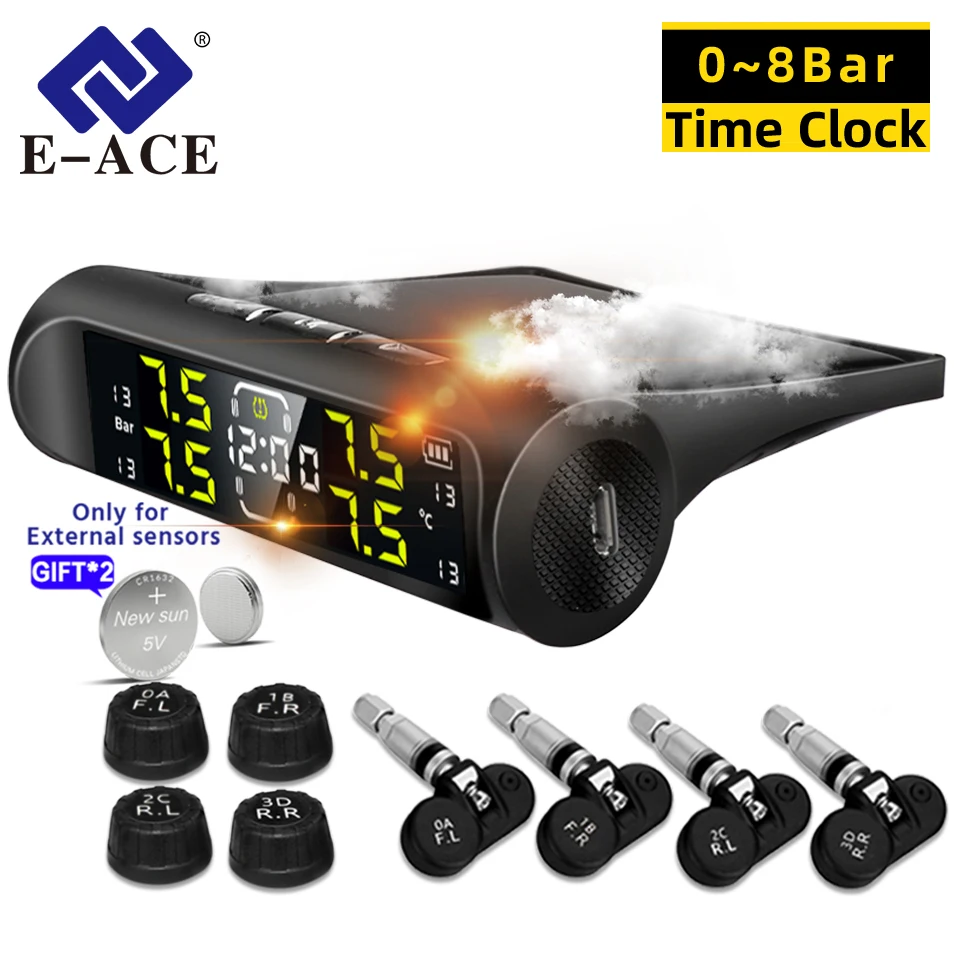 מערכת TPMS, ניטור לחץ אוויר בצמיגים, חיישני צמיגים, מערכת אזעקת צמיגים, TPMS סולארי, TPMS עם מסך LCD, E-ACE TPMS, מערכת בטיחות לרכב, חיישנים חיצוניים TPMS, חיישנים מובנים TPMS, TPMS לרכב, מערכת ניטור לחץ אוויר בצמיגים, TPMS סולארי, TPMS אלחוטי לרכב