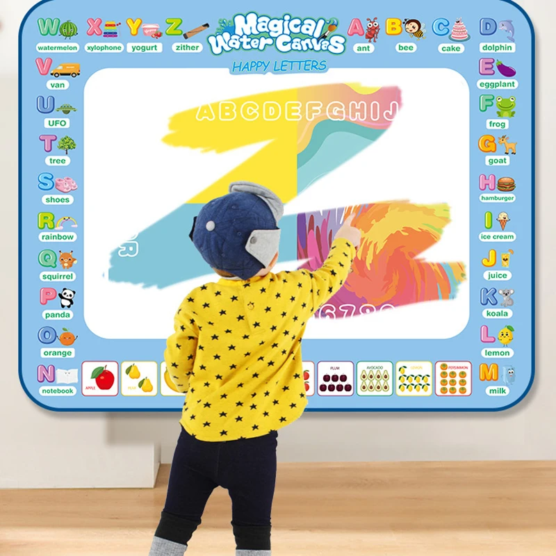 מחצלת ציור קסם, לוח ציור מונטסורי, צעצוע חינוכי לילדים, עטי קסם רב פעמיים, ציור במים לילדים, מזרן ציור גדול, מתנה לגן ילדים, צעצוע למוטוריקה עדינה, צעצוע ללא סוללות, ציור נקי וללא לכלוך, צעצוע חינוכי לבית, צעצוע מונטסורי