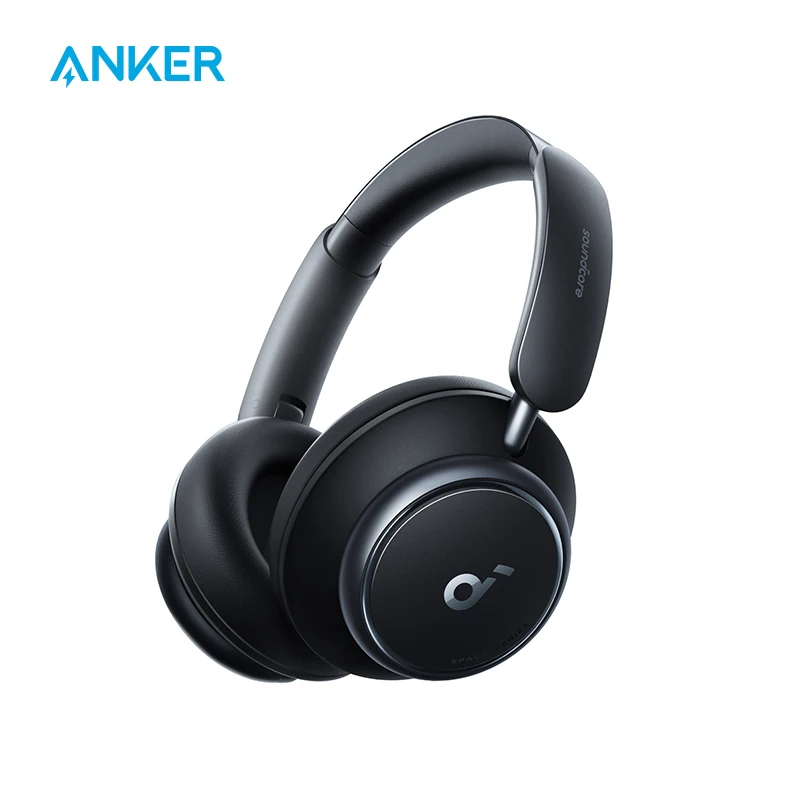 אוזניות אלחוטיות Anker Soundcore Space Q45 עם ANC, Hi-Res Audio, Bluetooth 5.3, חיי סוללה ארוכים ועיצוב נוח. אידיאליות לעבודה, גיימינג, ספורט ומוזיקה, עם אוזניות קשת אלחוטיות איכותיות.